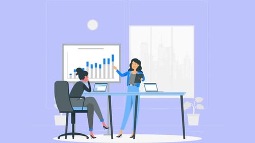 Office Worker Showing Business Presentation To His Boss