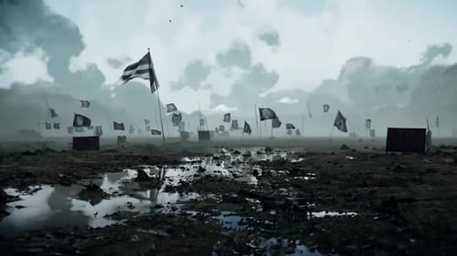 A Medieval Battlefield Against the Background