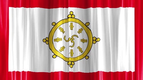 Vorhang mit Flagge von Sikkim, wellenförmig