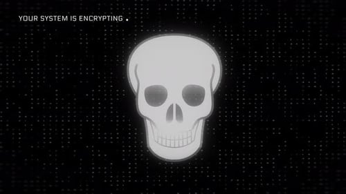 Glitch Skull Ransomware System Warning Animation