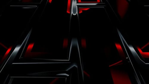Futuristic Red and Black Geometric Grid Loop Background