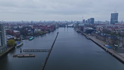 Aerial view of spree river , Berlin , Germany