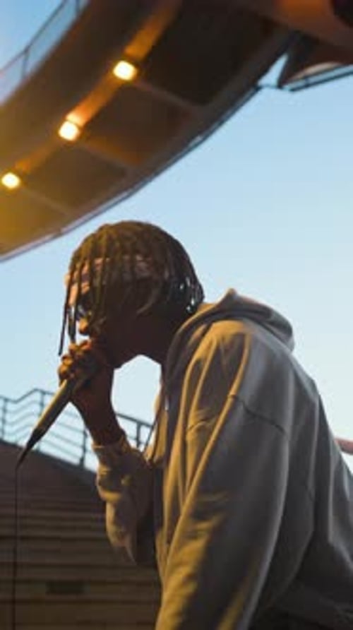 Young Black Guy Performing Hip-hop Song