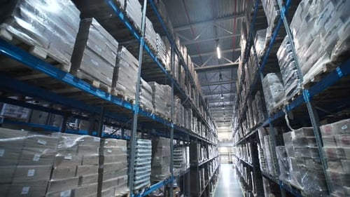 Cargo mail industry at logistic store interior in large warehouse logistics terminal