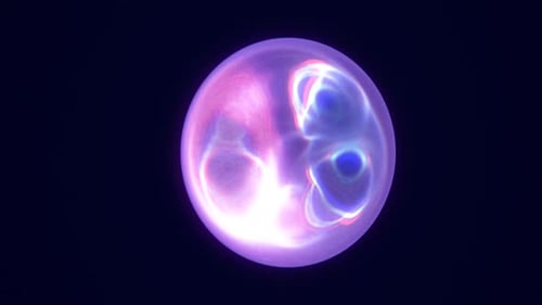 Futuristische magische runde Kugelkugel aus blauem Energieplasma aus Glas. Abstrakter Hintergrund.