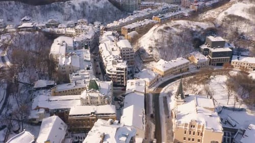 Drone View of the City in the Winter
