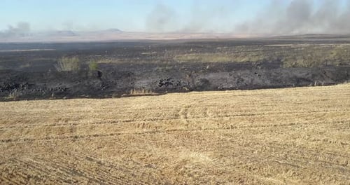 Fire in Golan Heights Aerial view