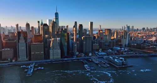 Splendid scenery of Manhattan, New York, USA at sunset.