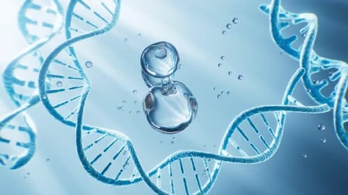 Animated DNA Double Helix and Water Molecule Medical Science Background
