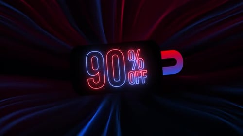 Neon 90 Percent Off Sales Discount Title Animation