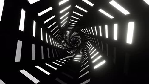 Weiße Neonspirallichter bewegen den Hintergrund VJ Loop in 4K