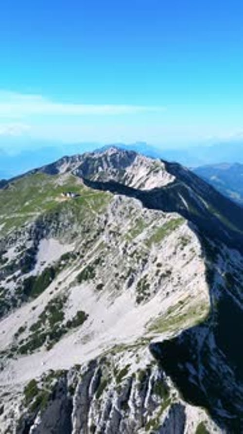 Flying over the mountains and lake