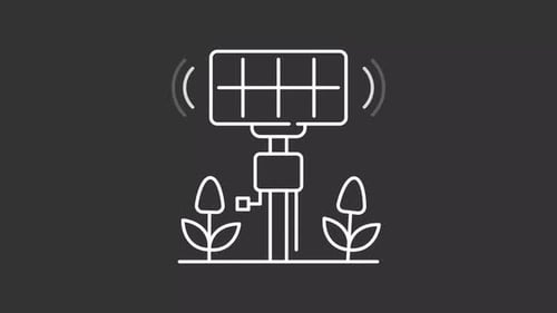 Animated Solar Panel Icon with Plants and Power