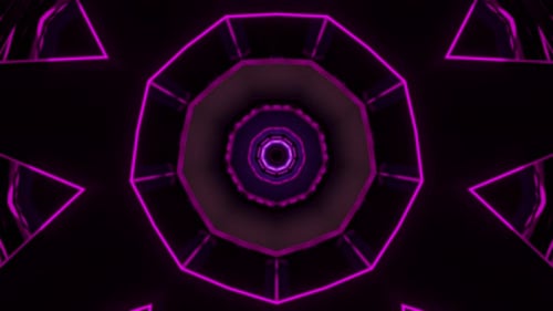 Purple abstract background with circular design in the center. Kaleidoscope VJ loop