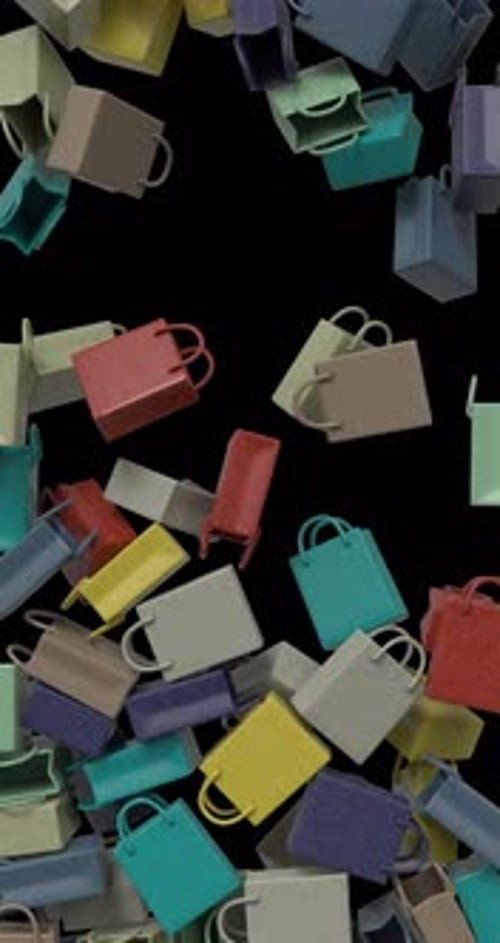3D Shopping Bags Transition Overlay Alpha Channel 4K