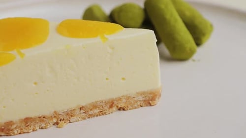 Classic Cheesecake with Jam Topping Closeup View Dessert Concept