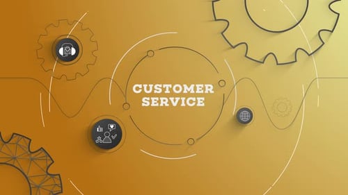 Animated Customer Service Corporate Infographic with Gears and Icons