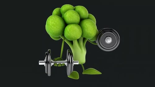 Fun 3D cartoon broccoli (with alpha channel)