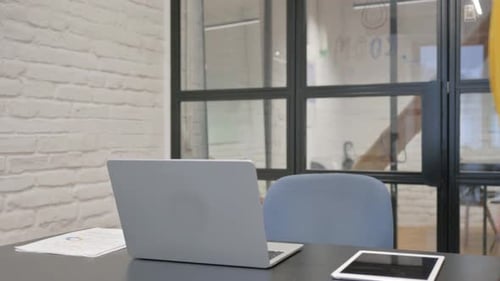 Hispanic Man Coming Office in Morning
