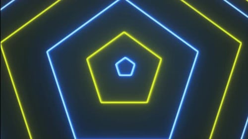 Expanding Neon Pentagons Loop Background Animation