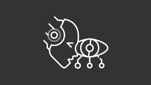 Minimalist Animated Human Head and Eye AI Icon