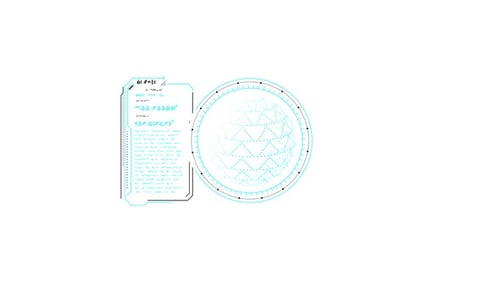 Animiertes Alienstyle-HUD mit Textrahmen und gepunkteter Kugel