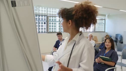 Medical Professional Giving Presentation to Audience