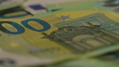 Close Up View of One Hundred Euro Banknotes