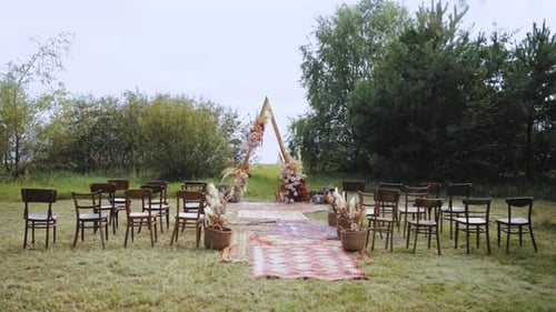 Outdoor Wedding Venue Setup in a Field