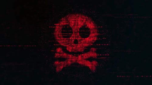 Digital Glitch Skull Warning Reveal Animation