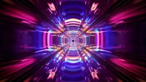 Fast Neon Cyberpunk Tunnel Motion Graphics Background