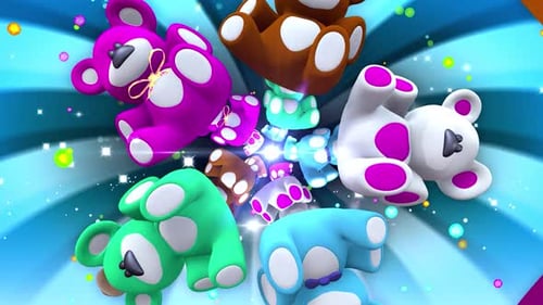 Animated Cute Teddy Bears Celebration Background Loop