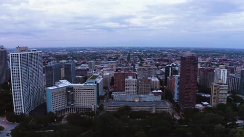 Aerial View of a Modern Cityscape and Park