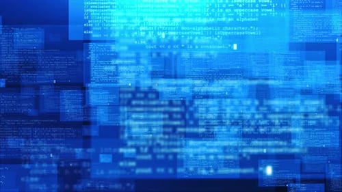 Digitaler binärer Programmiercode, der über den Computerbildschirm läuft, Terminal-Hacking-Konzept