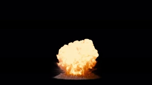 Large Realistic Explosion with Fire and Smoke Mushroom Cloud
