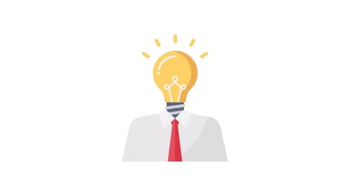 Flat Design Animated Lightbulb Head Idea Concept