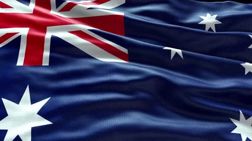 Realistic Waving Australian Flag Loopable Animation Background