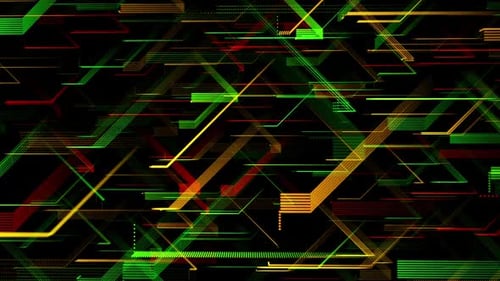 Futuristic Digital Circuit Board Lines and Data Flow Animation