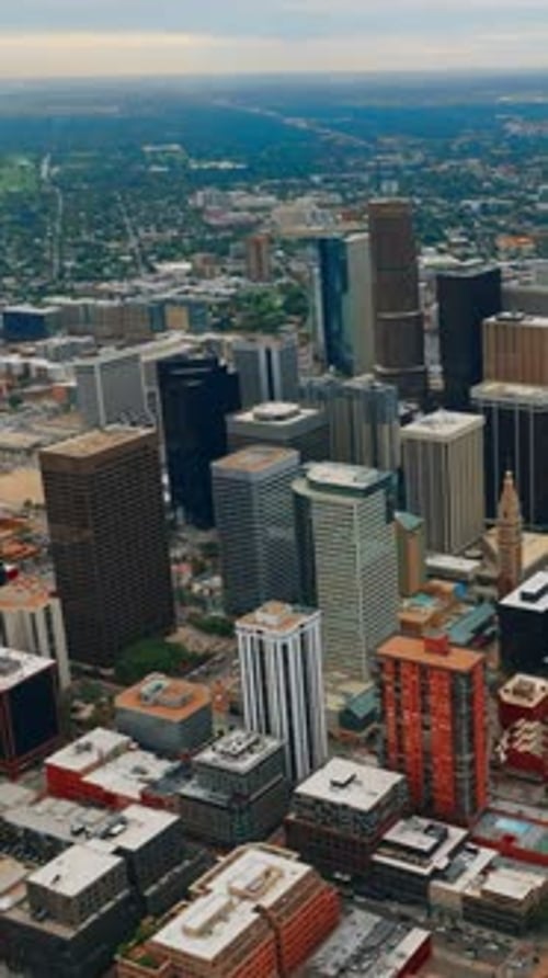 Denver downtown with beautiful skyscrapers. Modern urban panorama of low houses