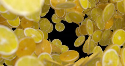 Realistic Falling Lemon and Orange Slices Transition