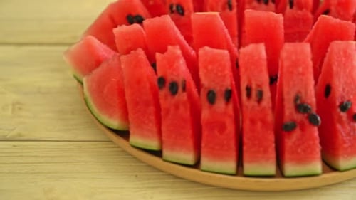 fresh watermelon sliced on plate