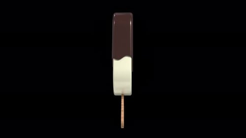Rotating 3D Chocolate Dipped Vanilla Ice Cream Bar Animation