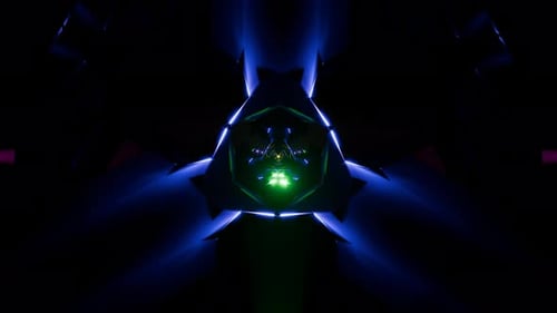 Abstract Visuals of Rotating Neon Shapes in a Continuous VJ Loop