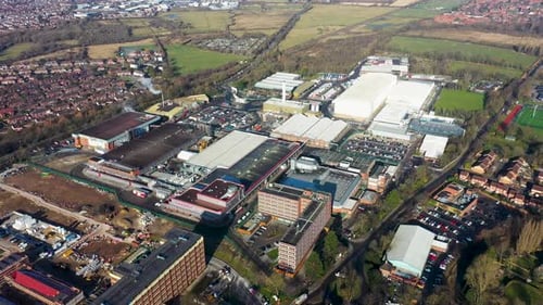 Aerial drone footage of the city of York in North Yorkshire, England