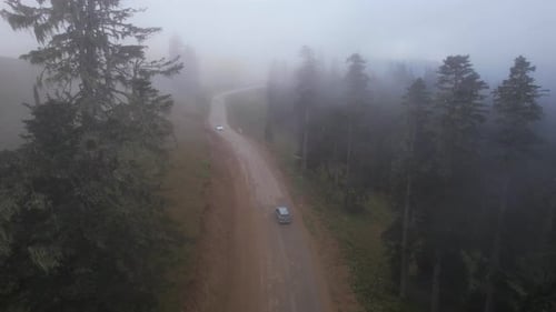 Cars On The Foggy Mountain Road