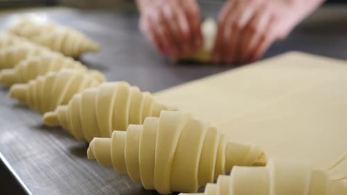 Croissant Dough Preparation in a Commercial Kitchen