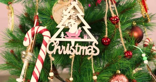 Christmas Tree with Candy Canes and Ornaments