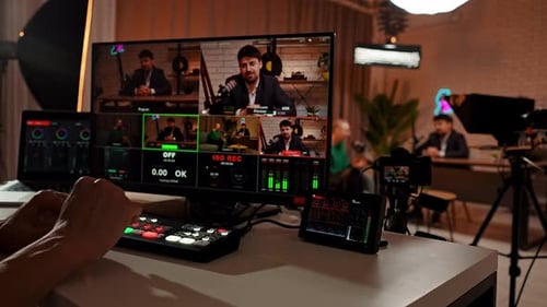 Professional Video Production Studio with Diverse Broadcasting Equipment