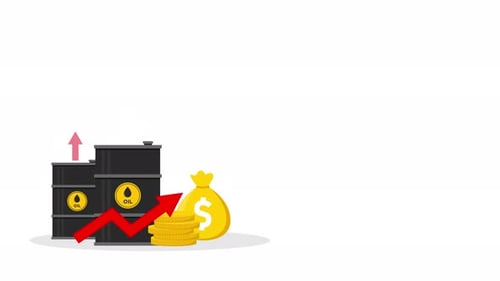 Oil Barrels and Coins Showing Economic Growth