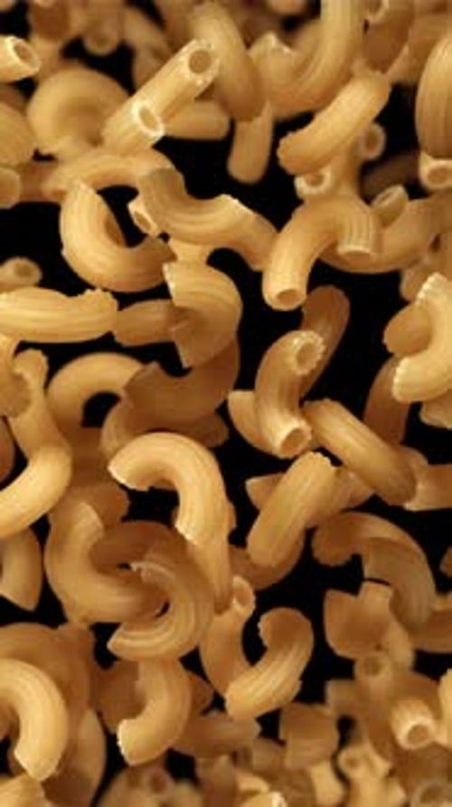The Dry Pasta Flies Up and Falls Down Filmed on a Highspeed Camera at 1000 Fps